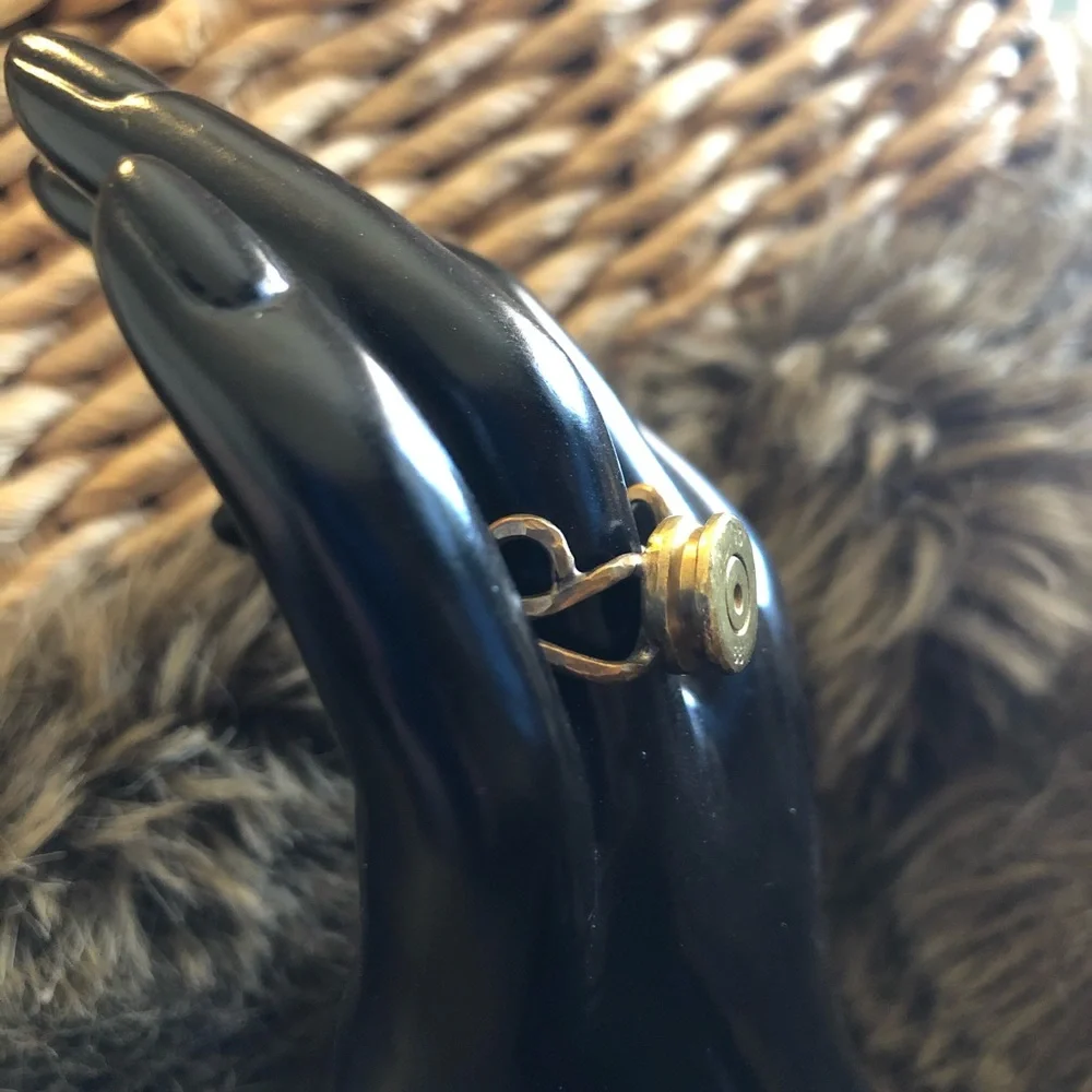 Vintage handmade hammered brass bullet primer ring